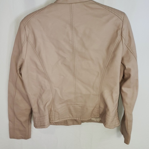 Guliana Faux Leather Moto Jacket Sz L Nude Color - Picture 7 of 8